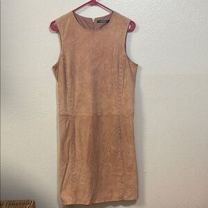 Ralph Lauren Woman 100% Goat Suede Dress Clay Rose Sleeveless SZ 12